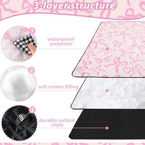 SmoothNovelty Pink Bow Picnic Blanket 80'' x 80'' Waterproof Extra Large Camping Blanket Coquette Picnic Mat Foldable Port...
