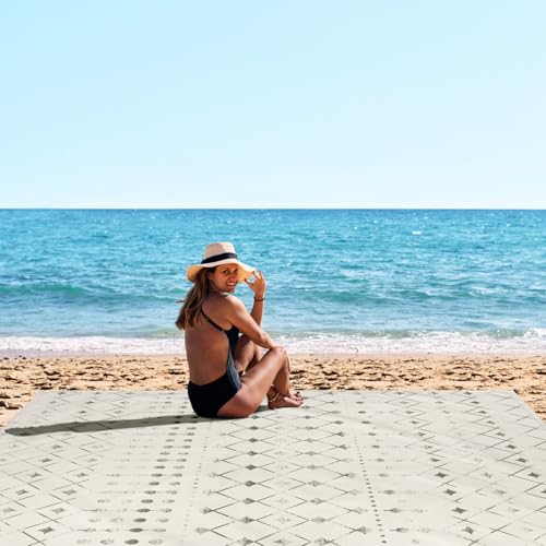 Beach Blanket Sandproof, Beach Mat Sand Free Waterproof, Large Picnic Blanket for 2-4 Adult, Lightweight Quick Drying & Du...
