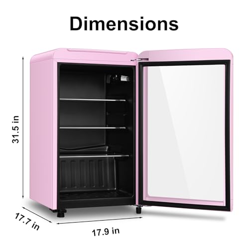 HAILANG Retro Beverage Refrigerator Cooler, 3.2 Cu.ft Mini Fridge with Glass Door for Soda Beer Wine, Beverage Cooler Pref...