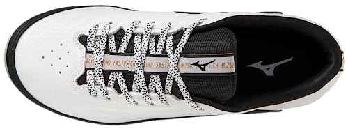 Mizuno Women's 9-Spike Swift 8 Low Metal Softball Cleat, White-Black, 11.5