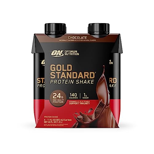 Optimum Nutrition Gold Standard Protein Shake, 24g Protein, Ready to Drink Protein Drinks, Chocolate, 11 Fl Oz, 12 Count (...