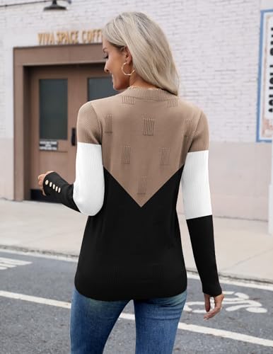 Zeagoo Womens V Neck Sweaters Shirts Long Sleeve Lightweight Ribbed Knit Pullover Sweater Blouse Tops with Buttons Oufits
