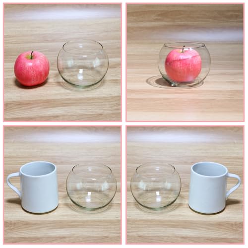 PINIWON 6 Pack Clear Round Glass Vases, 4.7” W x 3.5” H, Bubble Bowl Flower Vase for Table Centerpieces, Candle Holders fo...