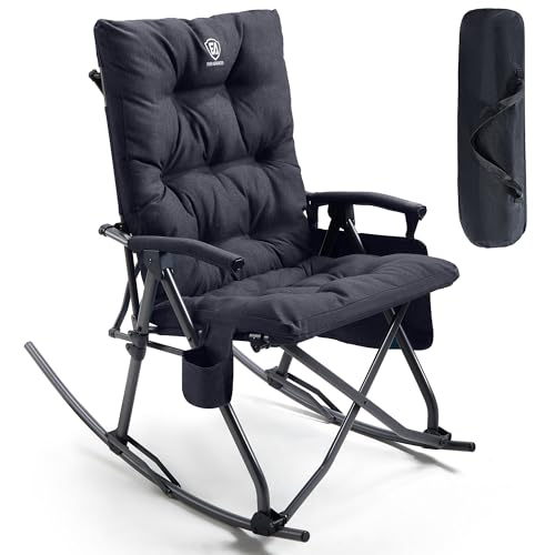 EVER ADVANCED Oversized Folding Rocking Camping Chair, Padded Portable Rocker Chairs for Patio, Lawn and Outdoors, Heavy D...