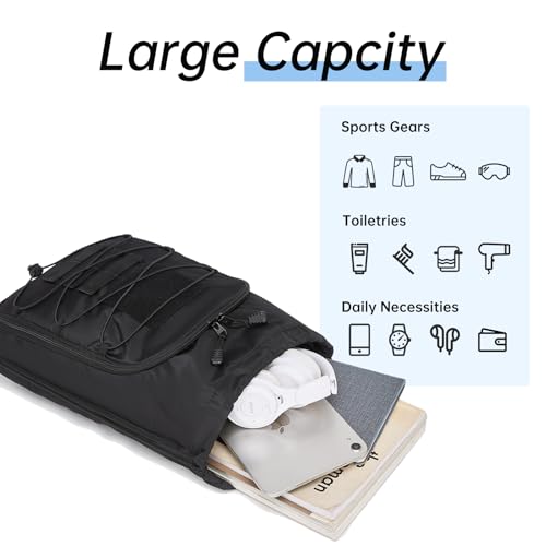 seyfocnia Drawstring Backpack Tactical String Gym Bag with Zipper Pockets, Waterproof Cinch Bag Sport Gym Backpack for Me...