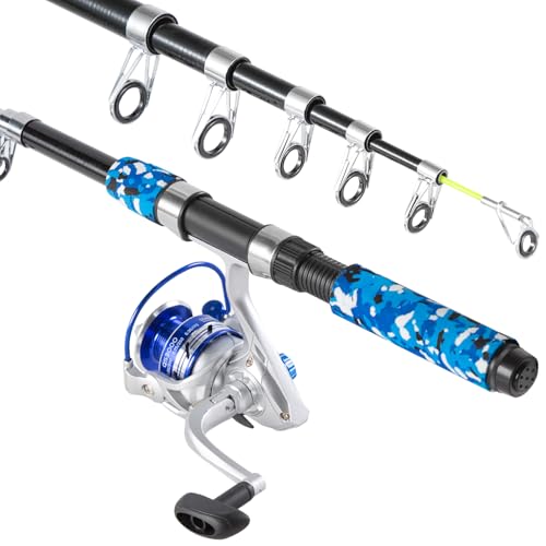 Tripquips Fishing Pole Combo, 6.9ft Telescopic Rods Set, Collapsible Fishing Rods 2PCS Spinning Reel Set with Carrier Bag ...