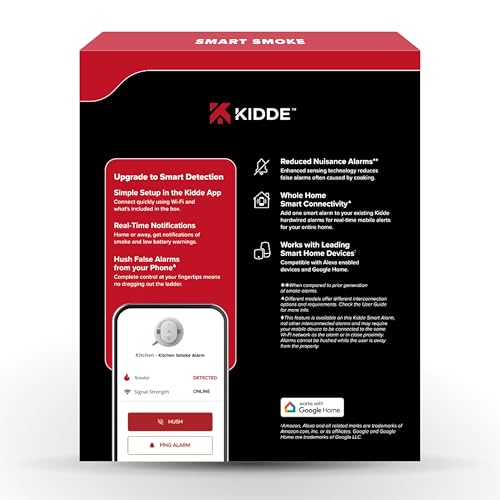 Kidde Hardwired Kidde App Enabled Smart Smoke Detector with AA Backup Battery, Interconnected Alarm