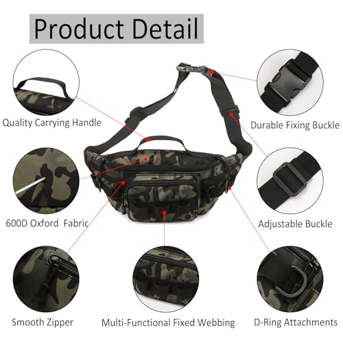 Tactical Fanny Pack,Small Fishing Tackle Bag Water-Resistant Military Waist Bags Portable Fishing Storage Waist Packs for ...