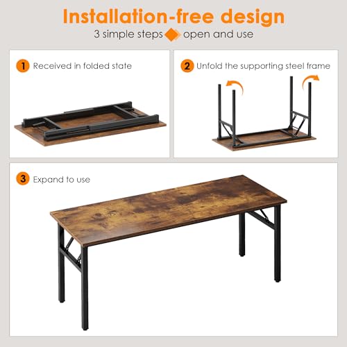 Need Folding Desk, 54 inch Large Computer Desk for Home Office, No Install Needed Study Student Writing Table Desk Worksta...