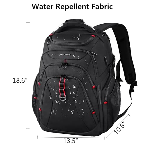 KROSER Travel Laptop Backpack 17.3 Inch XL Computer Backpack with Hard Shell Saferoom RFID Pockets Water-Repellent Busines...