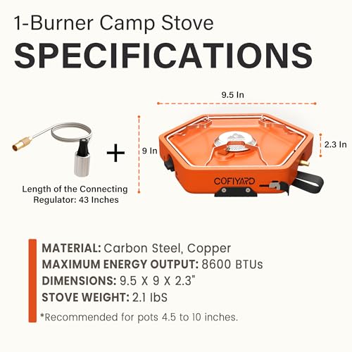 Cofiyard 1-Burner Propane Stove Portable Camping Stove with Carry Strap, Backpacking Camp Stove for Outdoor Cooking, Flic...