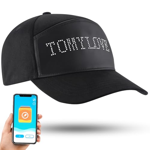 LIOVODE LED Hats,LED Caps Display Message Bluetooth Editable Cool Hat for Party Black