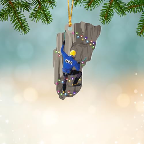 GABITA Personalized Rock Climbing Ornament, Custom Name 2D Flat Rock Climbing Christmas Ornament, Gift for Climbers