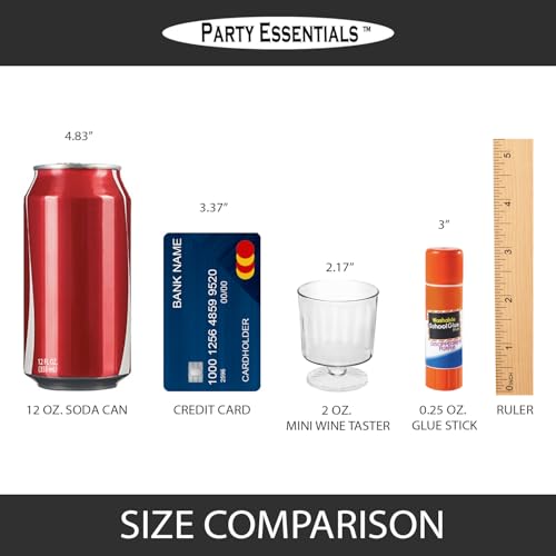 Party Essentials Disposable Plastic 2-Ounce Mini Stemware Glasses, for Wine Tastings, Small Portions, Food Samples, Condim...
