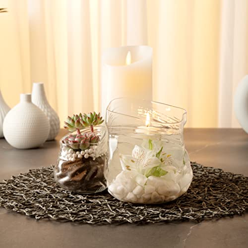 Restaurantware-22 Ounce Unzipped Bag Bowl, 1 Small Glass Bag - Realistic Crinkled Edges, Serve Candy, Popcorn, or Nuts, Clear Glass Bowl, Dishwashable, Flat Base