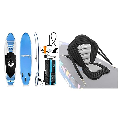 SereneLife Inflatable Stand Up Paddle Board (6 Inches Thick) & Universal Paddle-Board Seat - Adjustable Paddle Board Seat,...