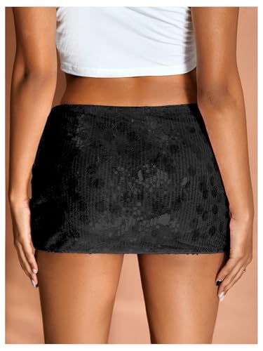 Floerns Women's Sequin Low Waist Mini Skorts Music Festival Night Out Skirt Shorts