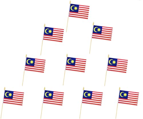 10 Pack Malaysia Flags -MY Handheld Flag-Desktop Flag-5x8 In, Malaysian Mini Flag. Suitable For Party Decorations, Store D...