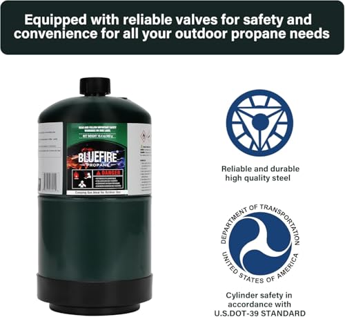 KOMAN BLUEFIRE 16.4 oz Propane Tank Camping Propane Tank Portable Canister Propane Gas Tank Small Propane Tanks for Campin...