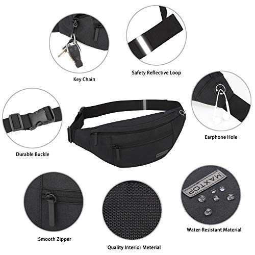 MAXTOP Large Crossbody Fanny Pack with 4-Zipper Pockets,Gifts for Enjoy Sports Festival Workout Traveling Running Casual H...