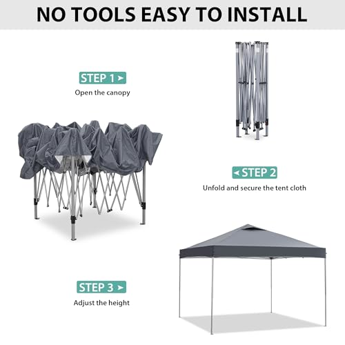GDY 10x10 Pop Up Canopy Tent, Easy Set up Outdoor Silver Coated Beach Gazebos, Carpas for Pool, Events, Parties, and Campi...