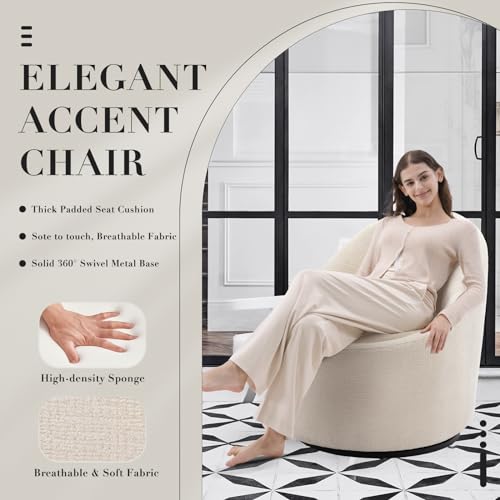 COLAMY Swivel Accent Chair, 360° Swivel Chair with Hidden Storage, Modern Small Barrel Swivel Armchair for Living Room/Bed...