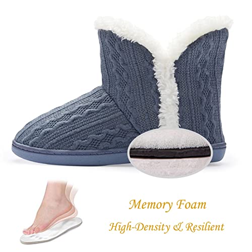 NineCiFun Women's Fuzzy Winter Bootie Slippers Knitted Ankle Boots Slippers Warm House Shoes Outdoor Indoor with Plush Fur...