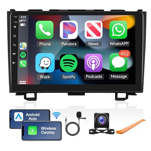 2G+64G Android Car Stereo for Honda CRV 2007-2011 with Wireless Carplay/Android Auto with WiFi GPS Navigation, 9" Touchscr...