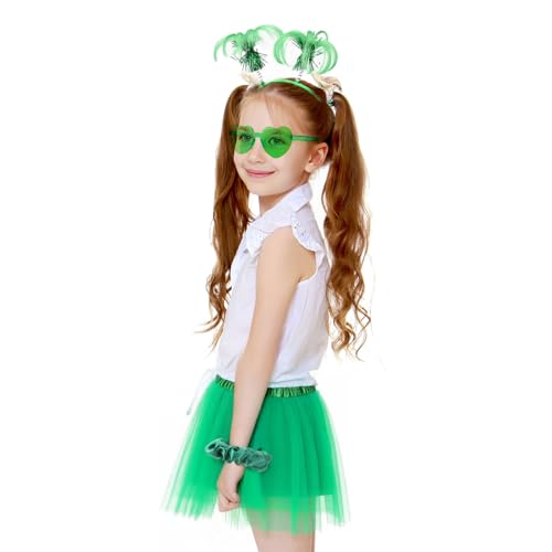 ZhouBoat Kids Tutu Costume Accessories Set Tulle Tutu Skirt Headband Heart Glasses Necklace Tube Socks Scrunchies for Party