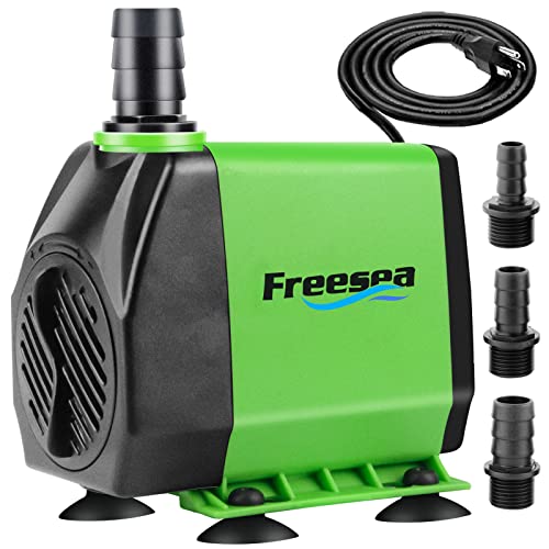 FREESEA Fountain Submersible Water Pump: 800GPH 45W Adjustable Ultra Quiet Aquarium Pump with 3 Nozzles 10ft High Lift for...