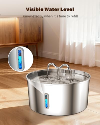 Dog Water Fountain for Large Dogs, 7L/236oz Stainless Steel Dog Water Bowl Dispenser, Automatic Pet Fountain, Ultra Quiet ...