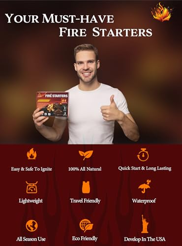 Nvkrvks Fire Starter, Easy-Burning Fire Starter Squares for Wood Stoves, Campfires, Grill Pit and Fireplace, Natural & Wat...