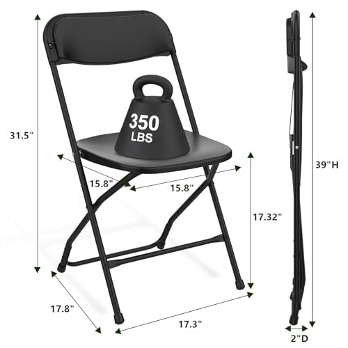 MAKE CHANGES Folding Chairs 4 Pack, Plastic Folding Chairs for Outside, Heavy Duty Foldable Chairs, Sturdy Metal Folding C...