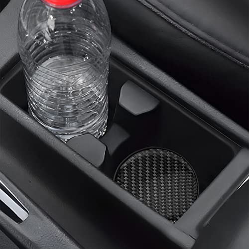 BESULEN Car Cup Holder Coaster, 2 PCS Carbon Fiber Non-Slip Embedded Coasters, Universal 2.75 Inch Cup Holder Insert Coast...