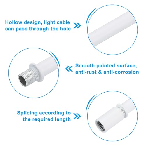 Straight Pipe Lamp Stems Rod Kit, 4Set M10 Carbon Steel 200mm(7.87") Long Double End Thread Rod with Coupling Nut Sleeve C...