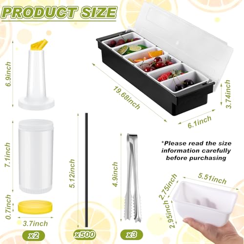 Mifoci 23 Pcs Bartender Supplies Kit Garnish Tray for Bartenders with Bar Caddy 3 Tier Salt Rimmer 13 Pcs Cocktail Shaker ...