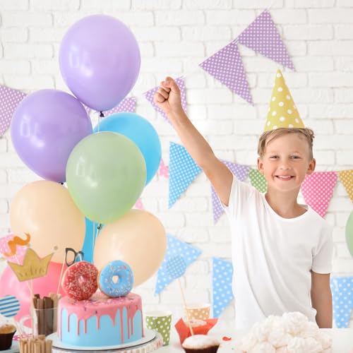 NACHLYNN 60 pcs Party Latex Balloons 12 inches Pastel Rainbow Birthday Balloons for Birthday Baby Shower Wedding Rainbow P...