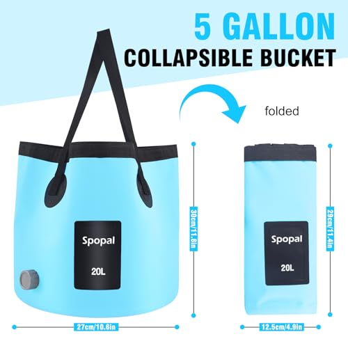 Spopal Collapsible Bucket with Handle 20L, Multifunctional Folding Water Container for Camping, Hiking, Traveling, Fishin...