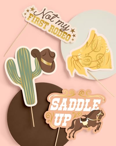 xo, Fetti Western Photo Booth Props - 24 Count | Kids Rodeo Party Backdrop, Birthday Background Decorations, Hoedown Bache...