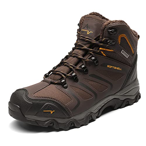 NORTIV 8 Men's Hiking Winter Snow Boots Outdoor Waterproof Lightweight Shoes Armadillo-Fur