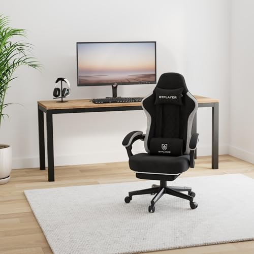 GTPLAYER Gaming Chair, Computer Office Chair with Pocket Spring Cushion, Linkage Armrests and Footrest, High Back Ergonomi...