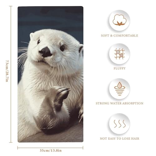 JTREHY White Otter Towel Soft Lightweight Microfiber Towel Highly Absorbent Quick Drying Towels Male and Female Premium Qu...