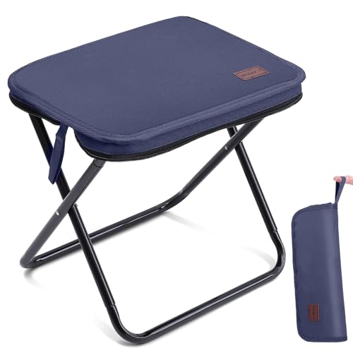 MOONCY Portable Stool, 13 Inch Small Folding Stool for Adults, Ultralight Blue Camping Stools for Hiking and Fishing, Hold...