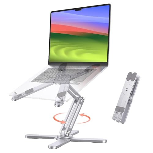 OMOTON 360° Rotating Laptop Stand Riser for Desk, Ergonomic Foldable Computer Stand Adjustable Height Angles for Collabora...