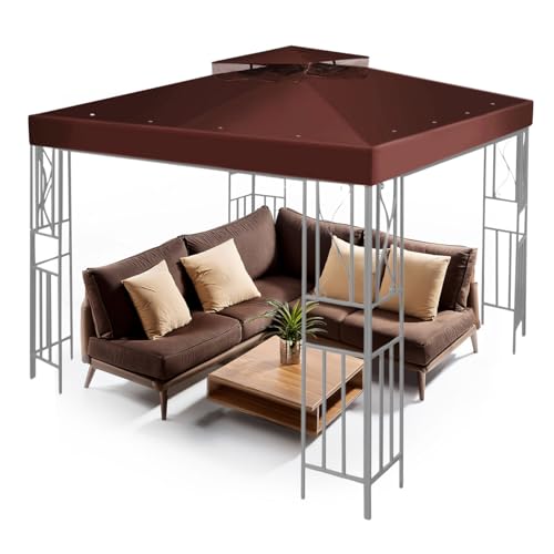 Flexzion Gazebo Cover Replacement Canopy Top 12x12 Ft (3.6m x 3.6m) - Double Tier Top Canopy Cover Replacement with UV30+,...