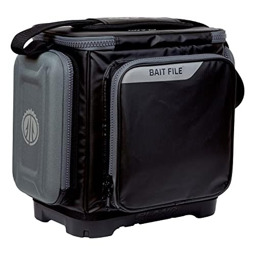 Plano KVD 3600 Signature Series Tackle Bag, Black with Red Stitching, Includes 3 Stowaway Utility Boxes, Customizable Fishing Storage, Water-Resistant TPE Coated Fabric