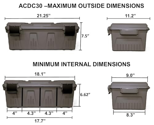 MTM ACDC30, Divided Ammo Crate Utility Box, Water- Resistant, Stackable, Snap Latch, USA Made, Dark Earth