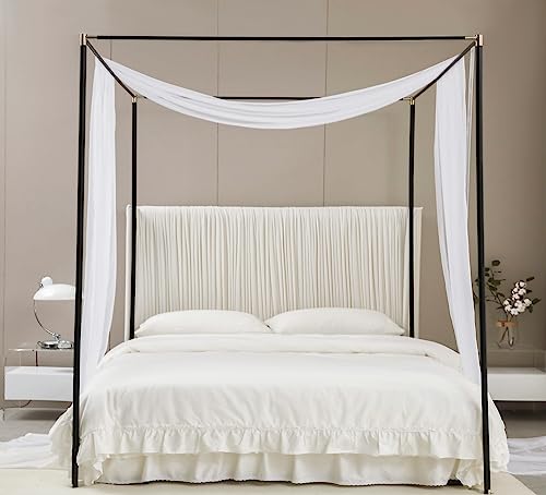Akiky Canopy Bed Curtains with Light Princess Bed Canopy Scarf for Full/Queen Metal Bed Frame,Wood Frame Bed-2 Panel Sheer...