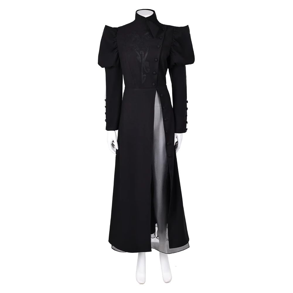 Fiwawe Adult Elphaba Costume Witch Women Cosplay Elphaba Long Dress Black Halloween Outfits (Large,black)