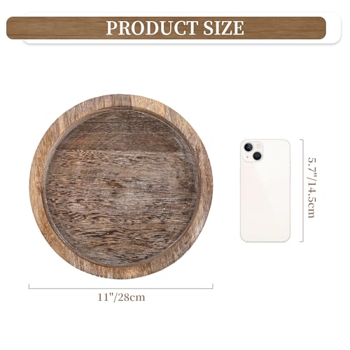 Hanobe Candle Plate Holder Tray: Round Wood Decorative Candle Plate Decor Farmhouse Table Centerpiece Rustic Wood Tealight...